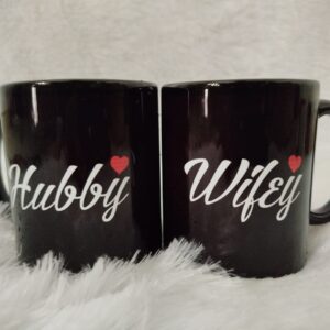 Hubby Wifey Black Mug